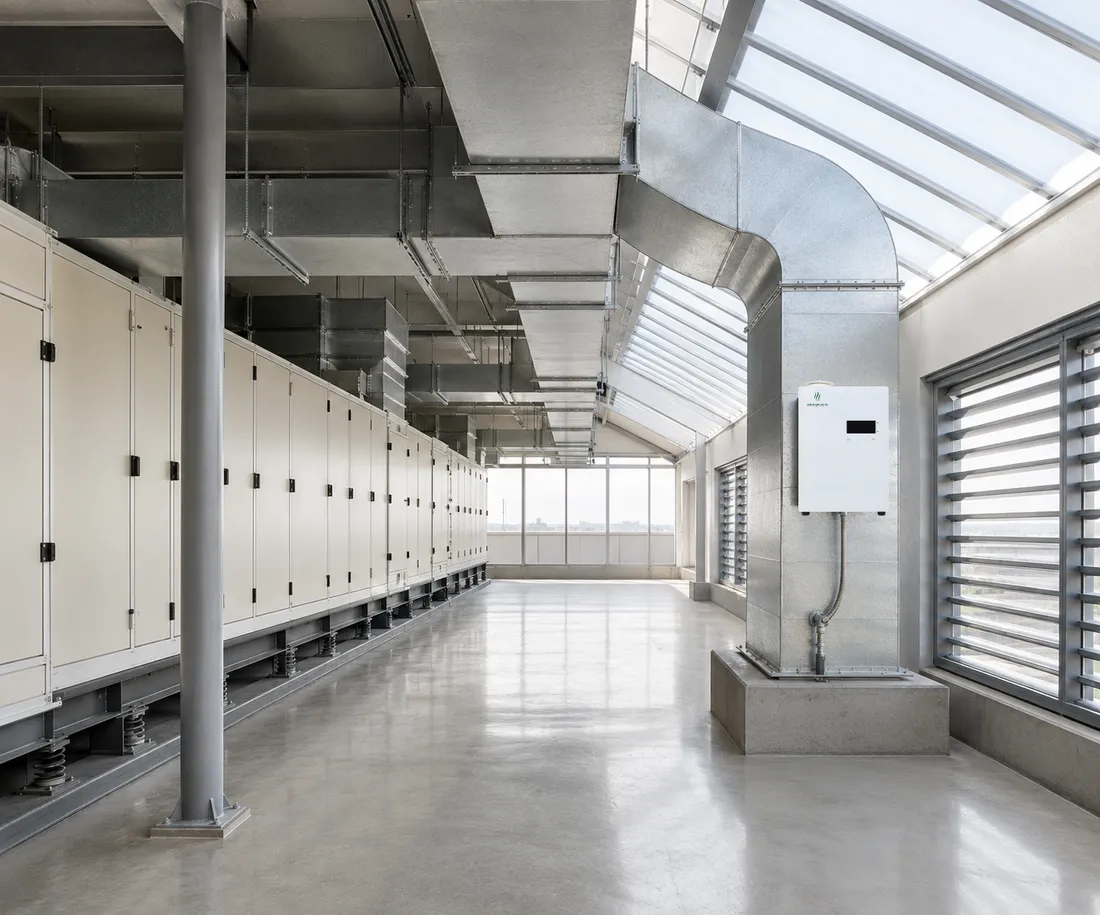 HVAC-integrated diffusion module in a plant room