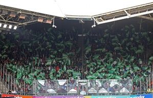 Uitsupporters bij de wedstrijd PSV-Feyenoord