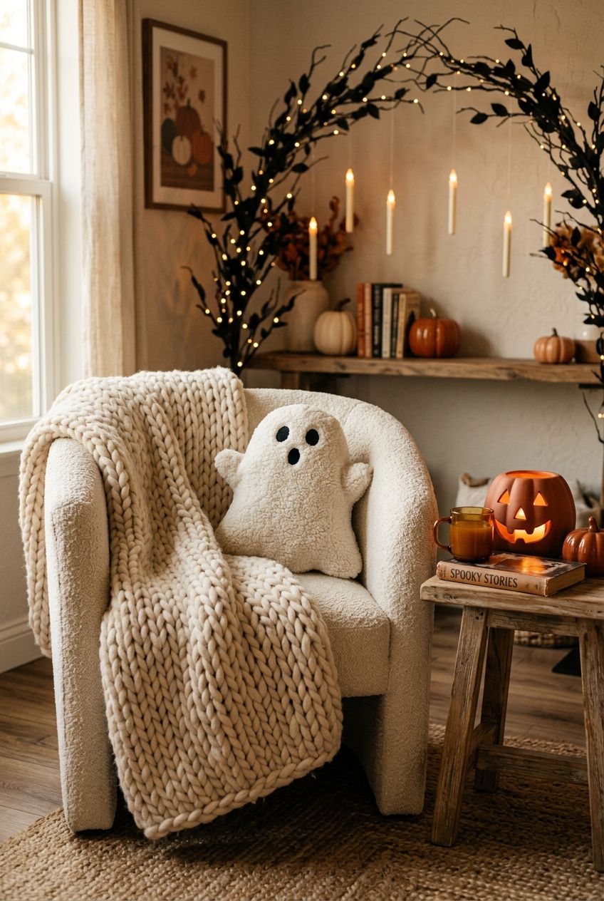 Pin graphic: 5 chic and cozy budget-friendly Halloween decor finds on Amazon