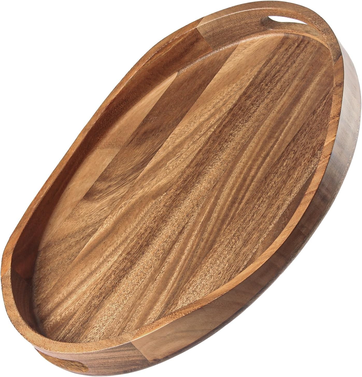 KITEISCAT Acacia Wood Serving Tray with cut-out handles