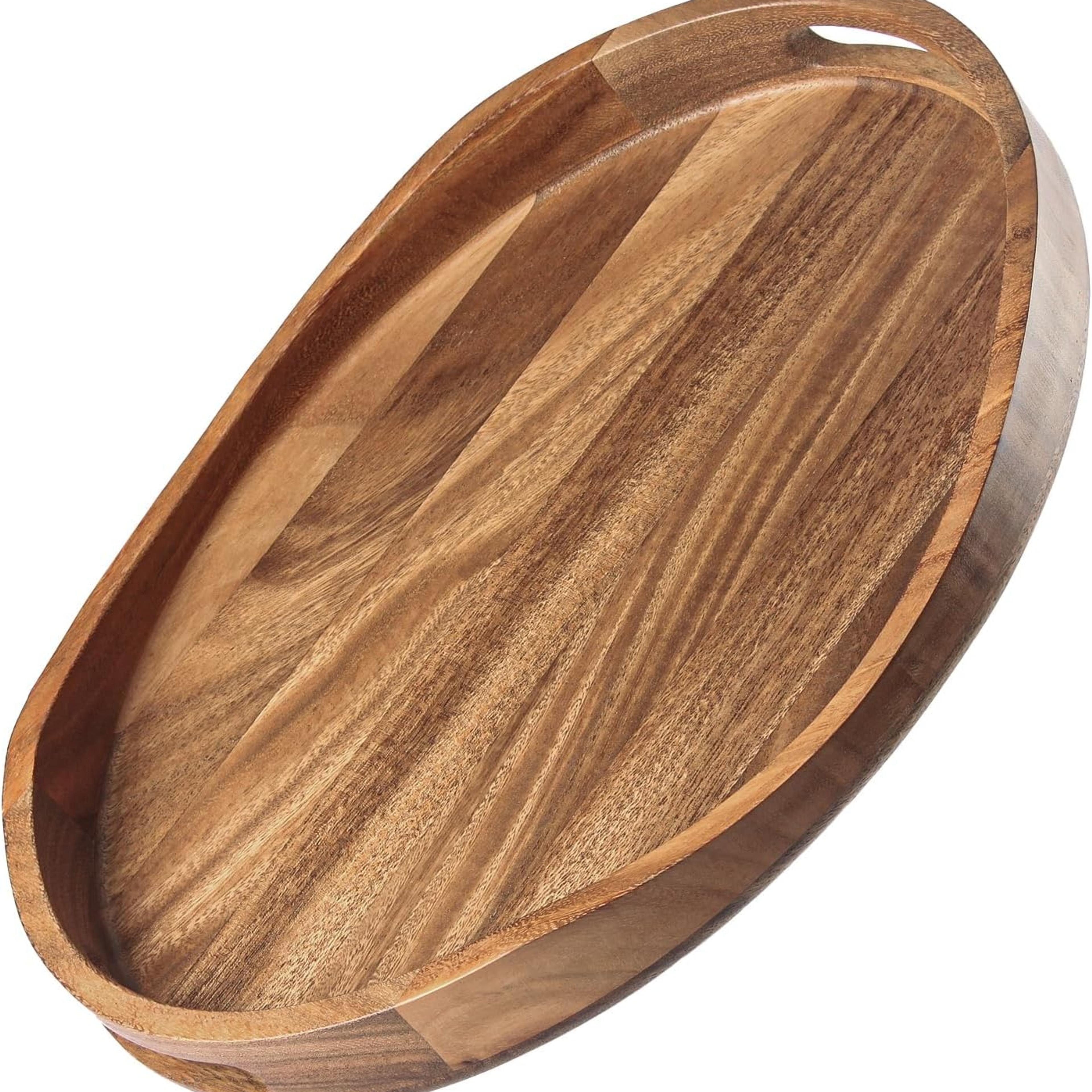 KITEISCAT Acacia Wood Serving Tray with cut-out handles