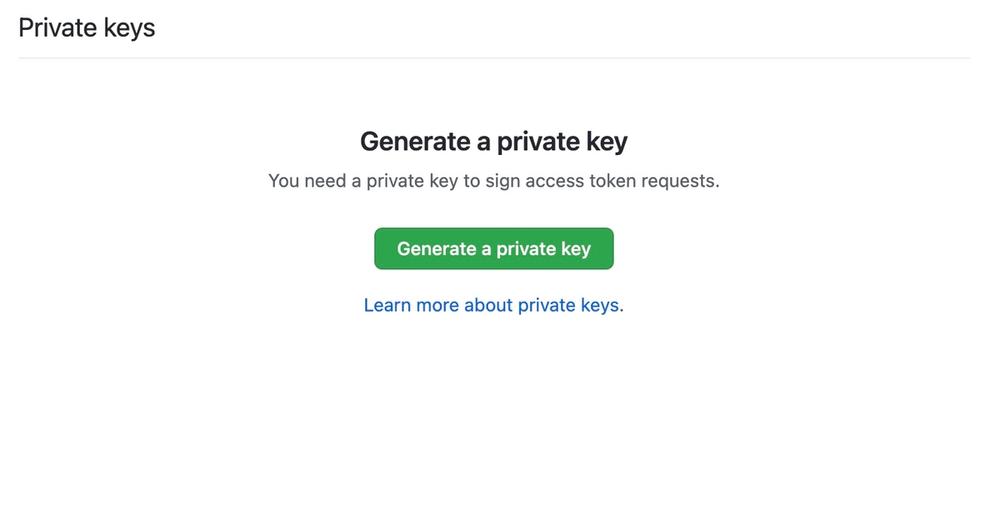Screen shot of private key generation button
