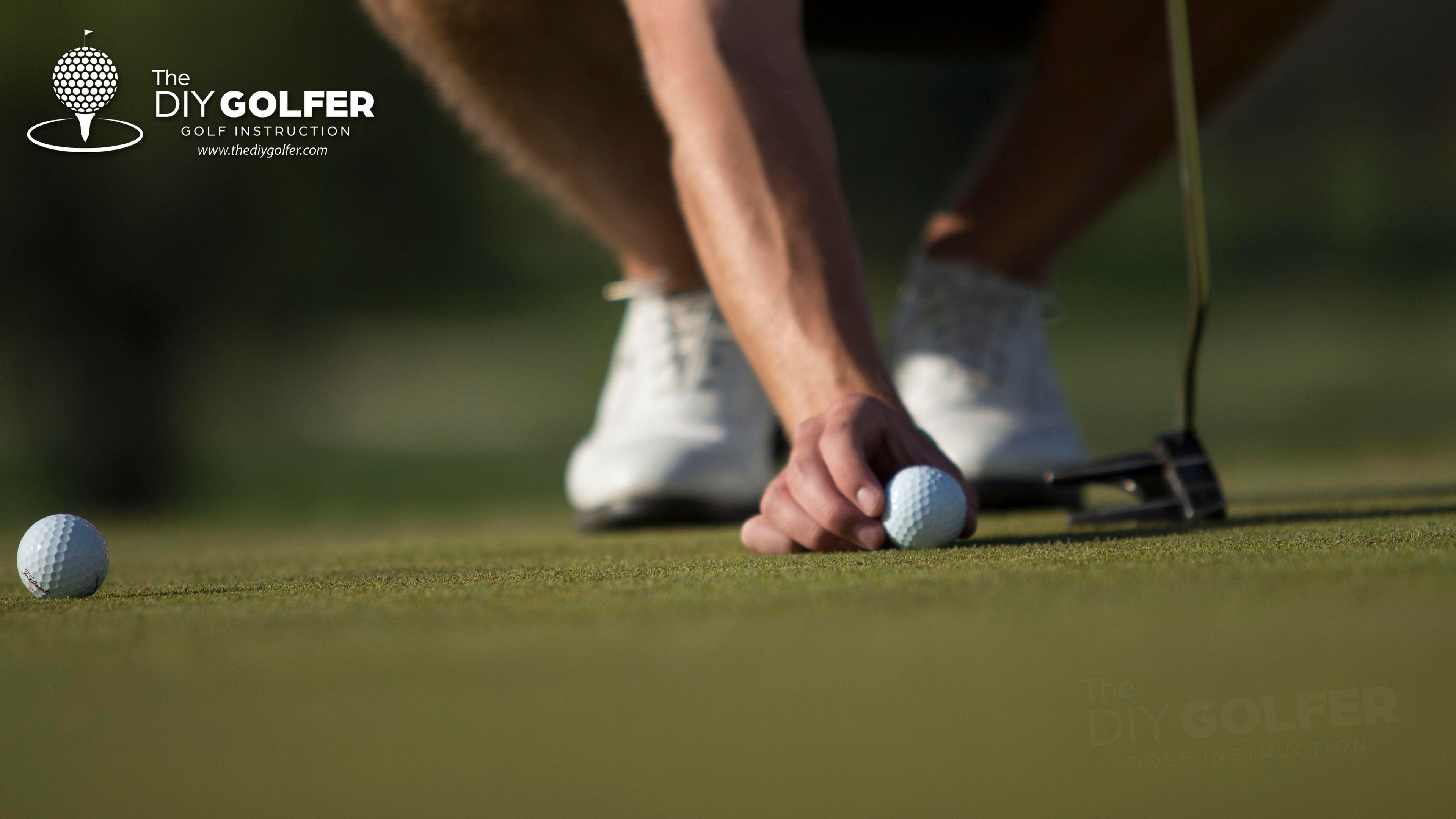 High Definition Golf Putting Photo: Lining up Golf Ball Focused