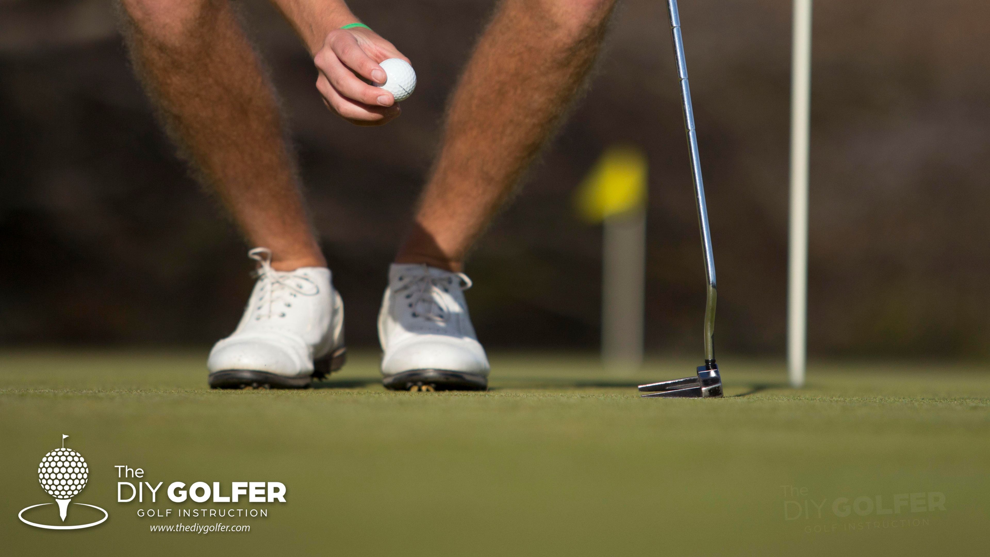 High Definition Golf Putting Photo: Preparing to Line up Putt