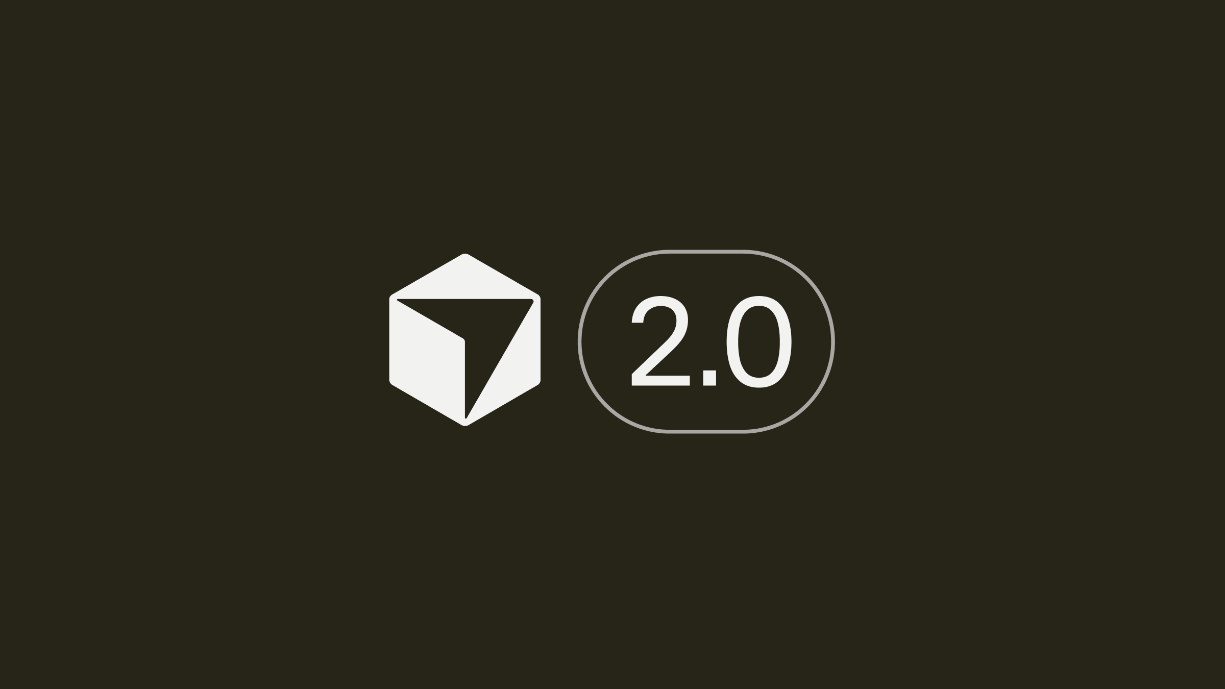 Cursor 2.0 logo - white 3D cube with "2.0" text