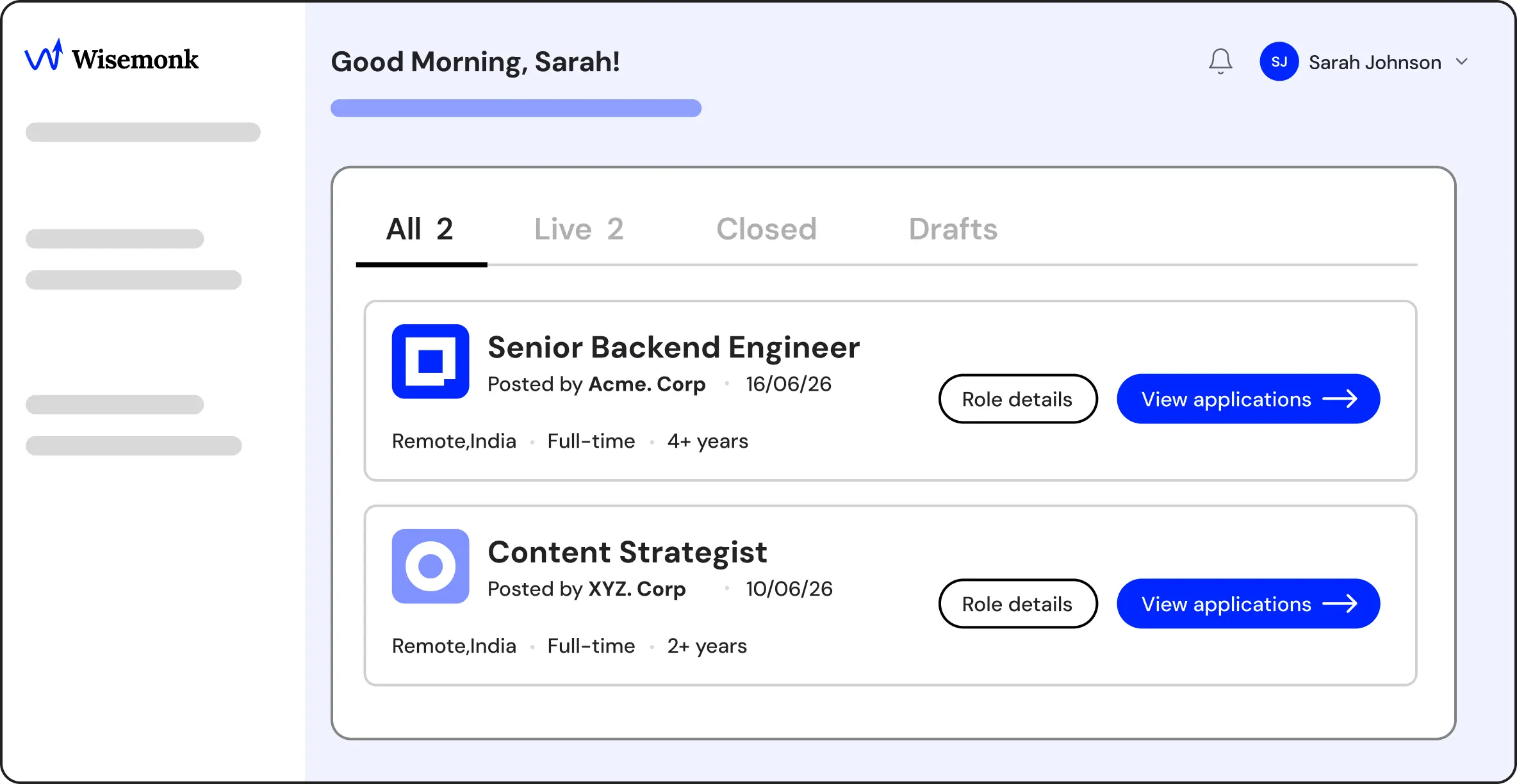Recruitment dashboard