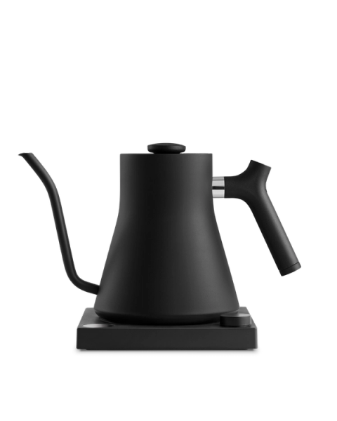 Fellow Stagg EKG matte black electric kettle with base and temperature dial