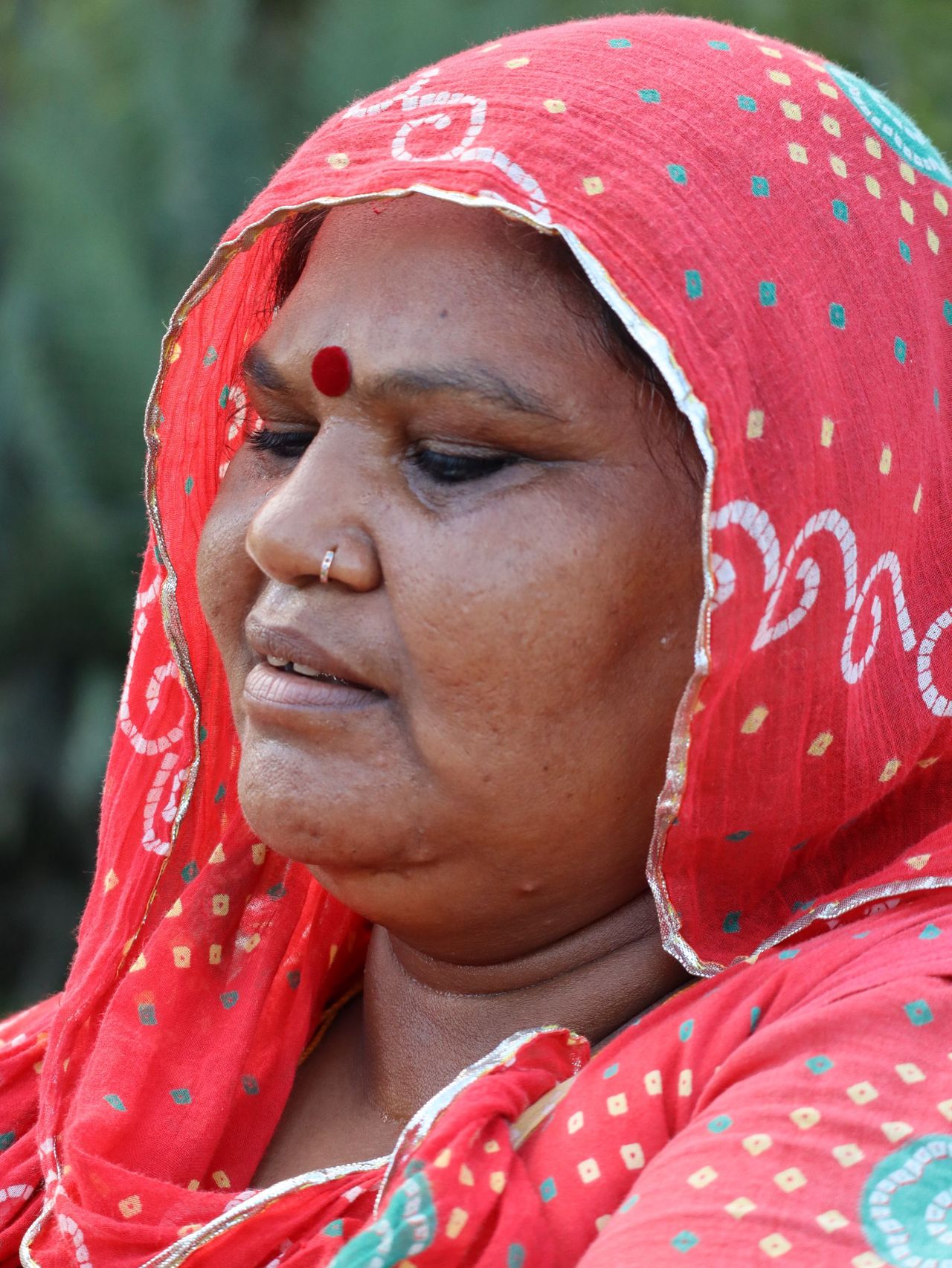 Portrait of a woman in red