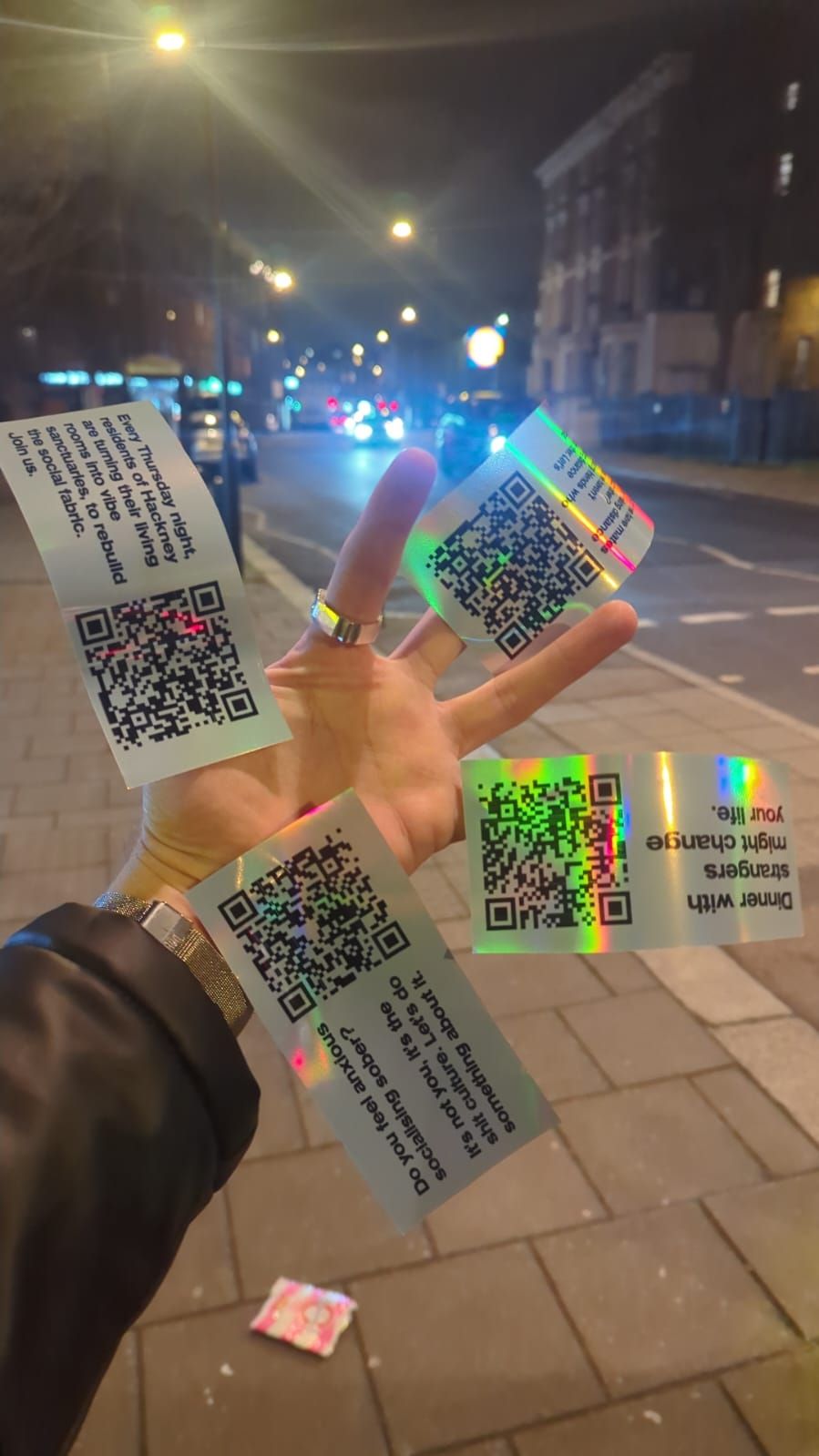 A hand with 4 stickers stuck to 4 fingers