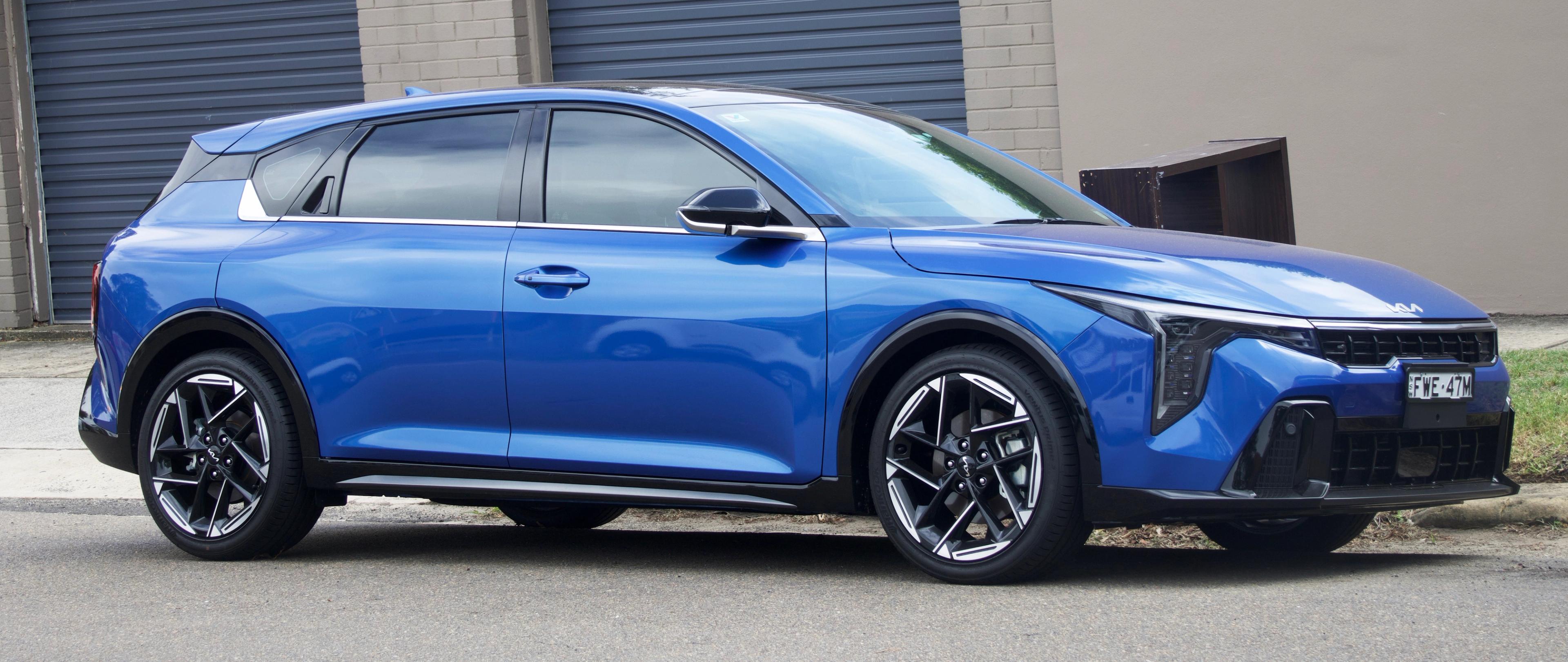 Blue Kia K4 GT-Line hatch parked on a street in Randwick, NSW