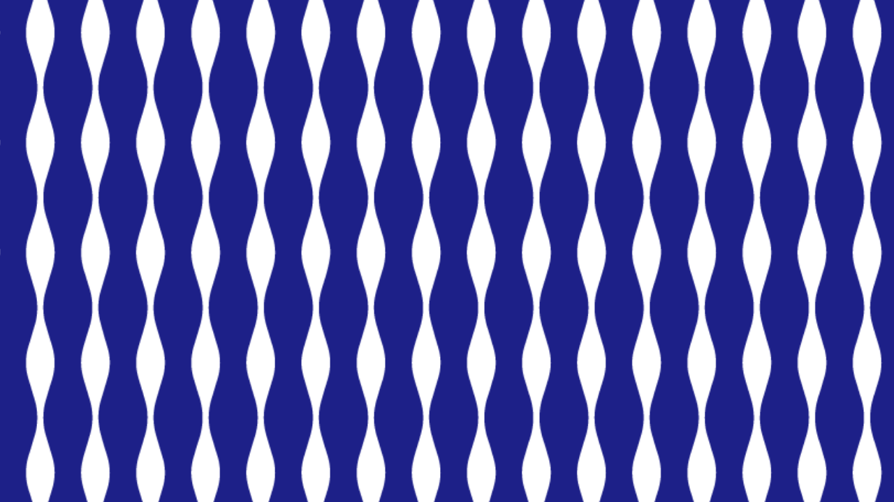 A seamless pattern of vertical wavy stripes, alternating between dark blue and white.