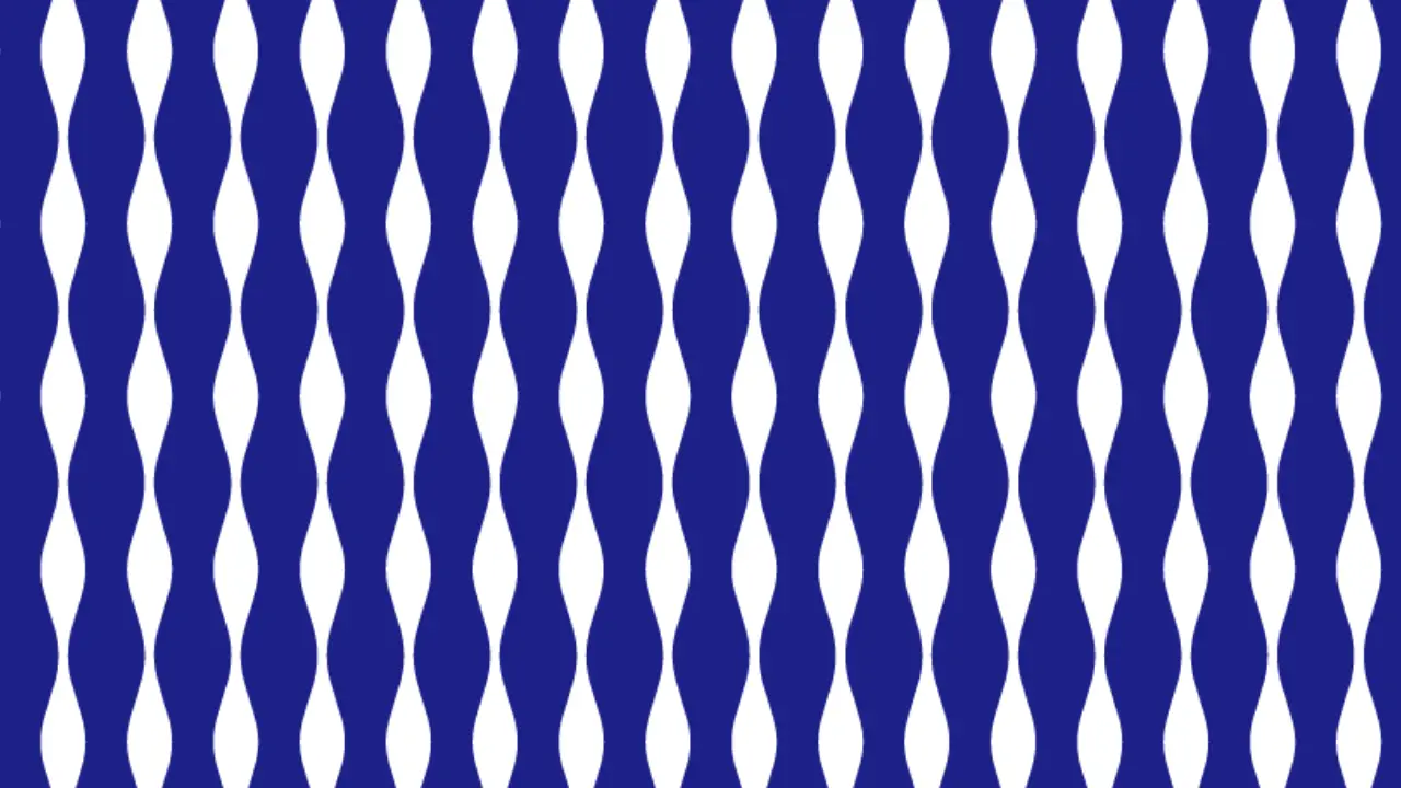 A seamless pattern of vertical wavy stripes, alternating between dark blue and white.