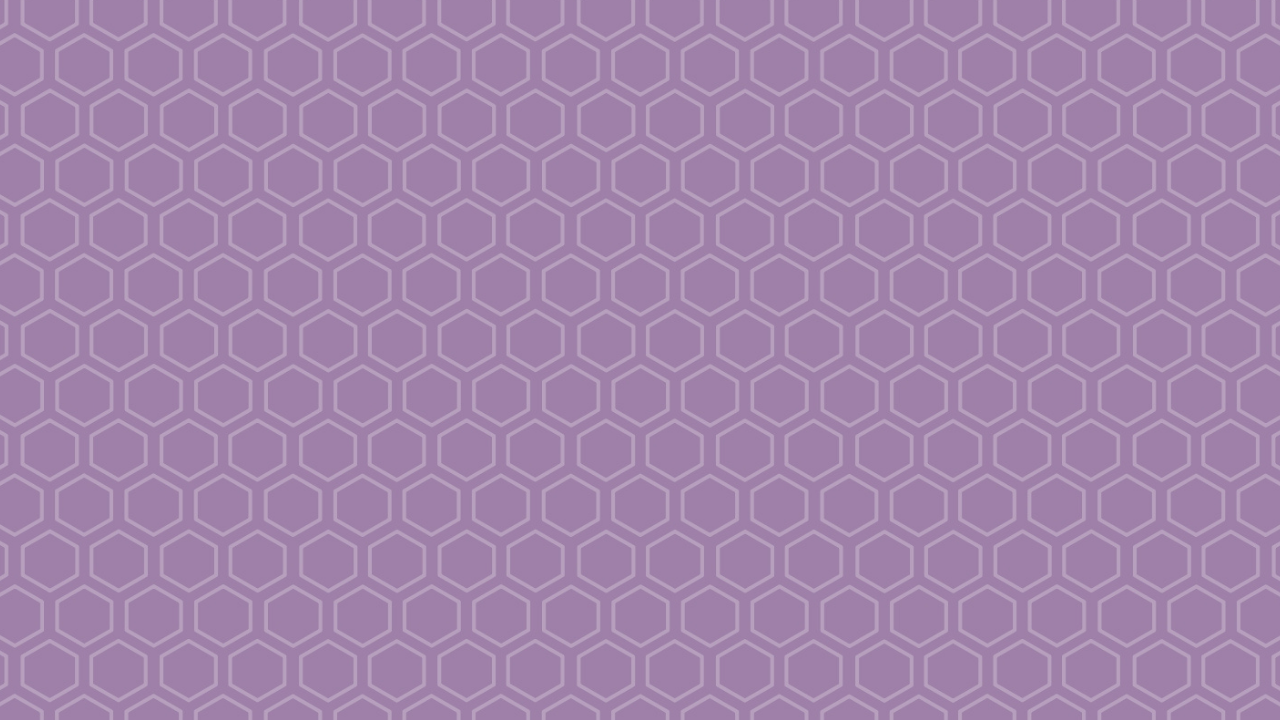 Purple background with a light grey hexagonal pattern.