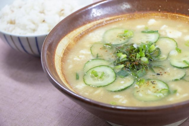 Hiyajiru (Chilled Miso Soup over Rice) specialty food