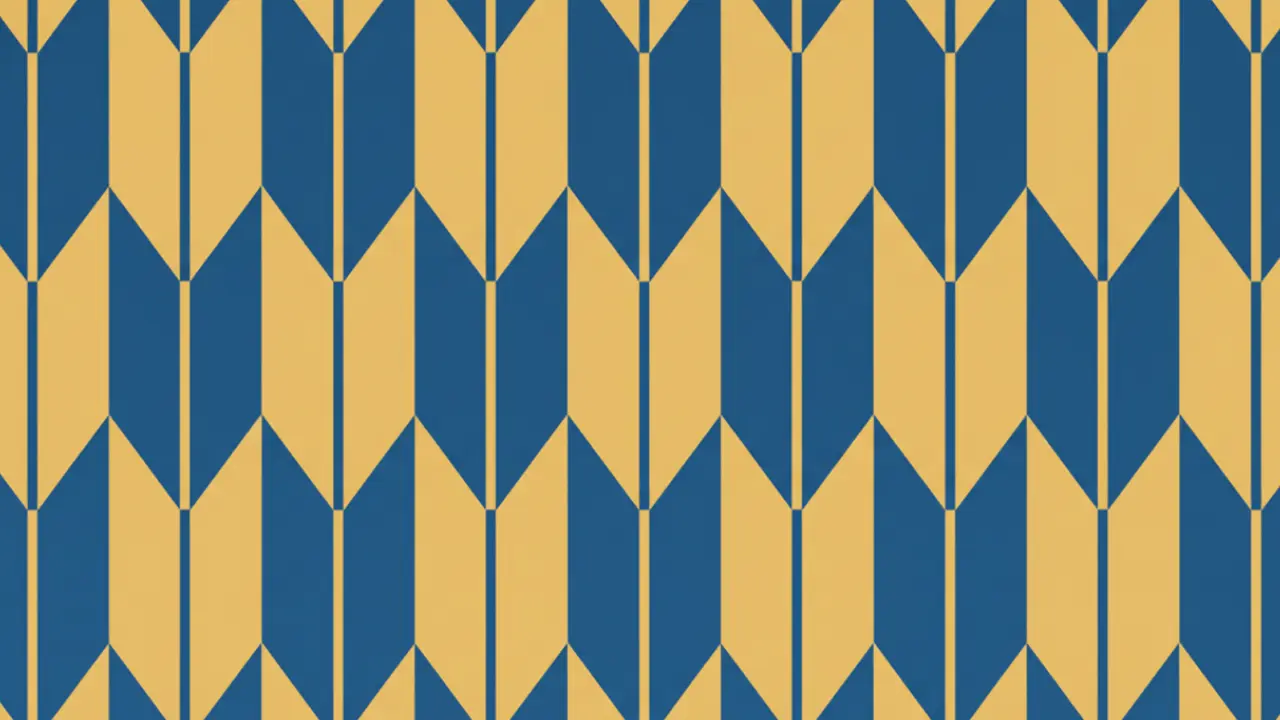 A repeating pattern of interlocking blue and gold arrows.