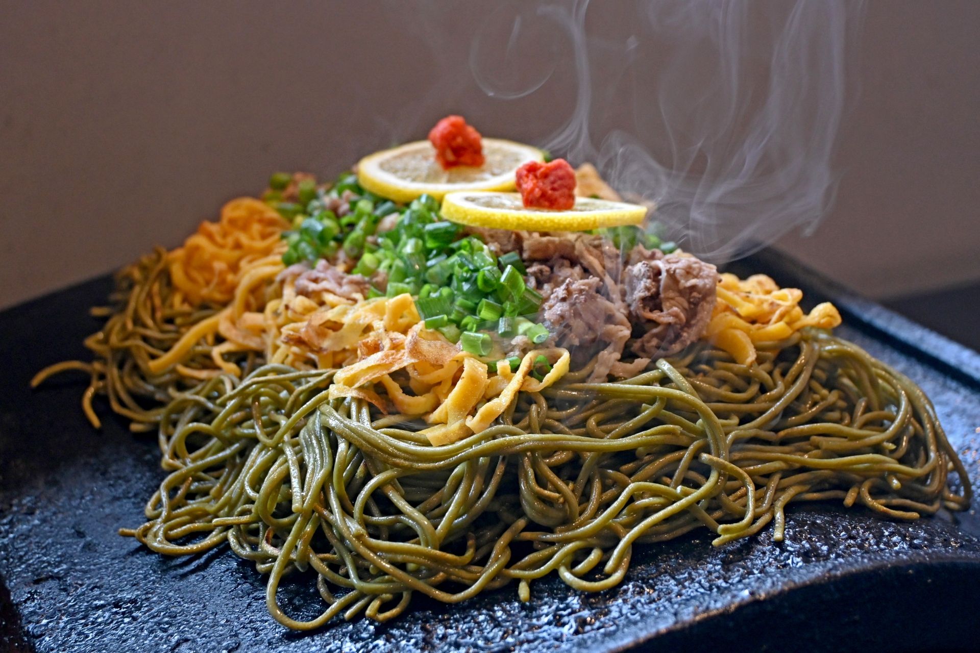 Kawara Soba (Tile-grilled Soba) specialty food