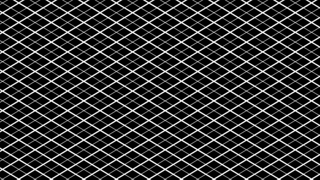 White diagonal grid pattern on a black background.