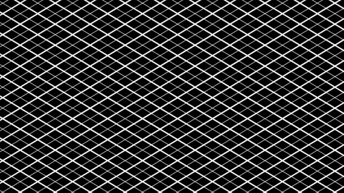 White diagonal grid pattern on a black background.