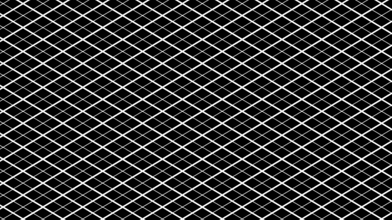 White diagonal grid pattern on a black background.