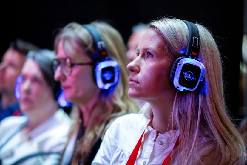 Audience with headphones