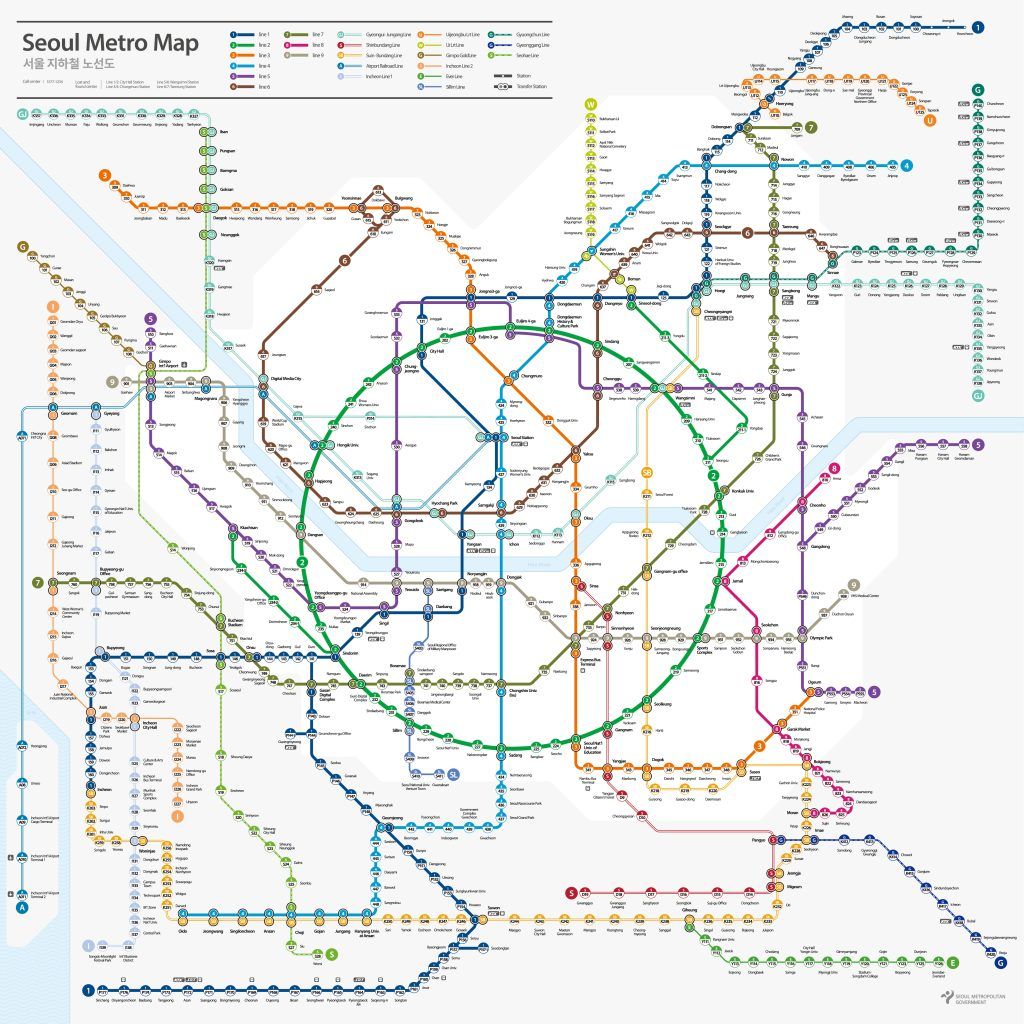 seoul subway map for traveling to south korea for the first time