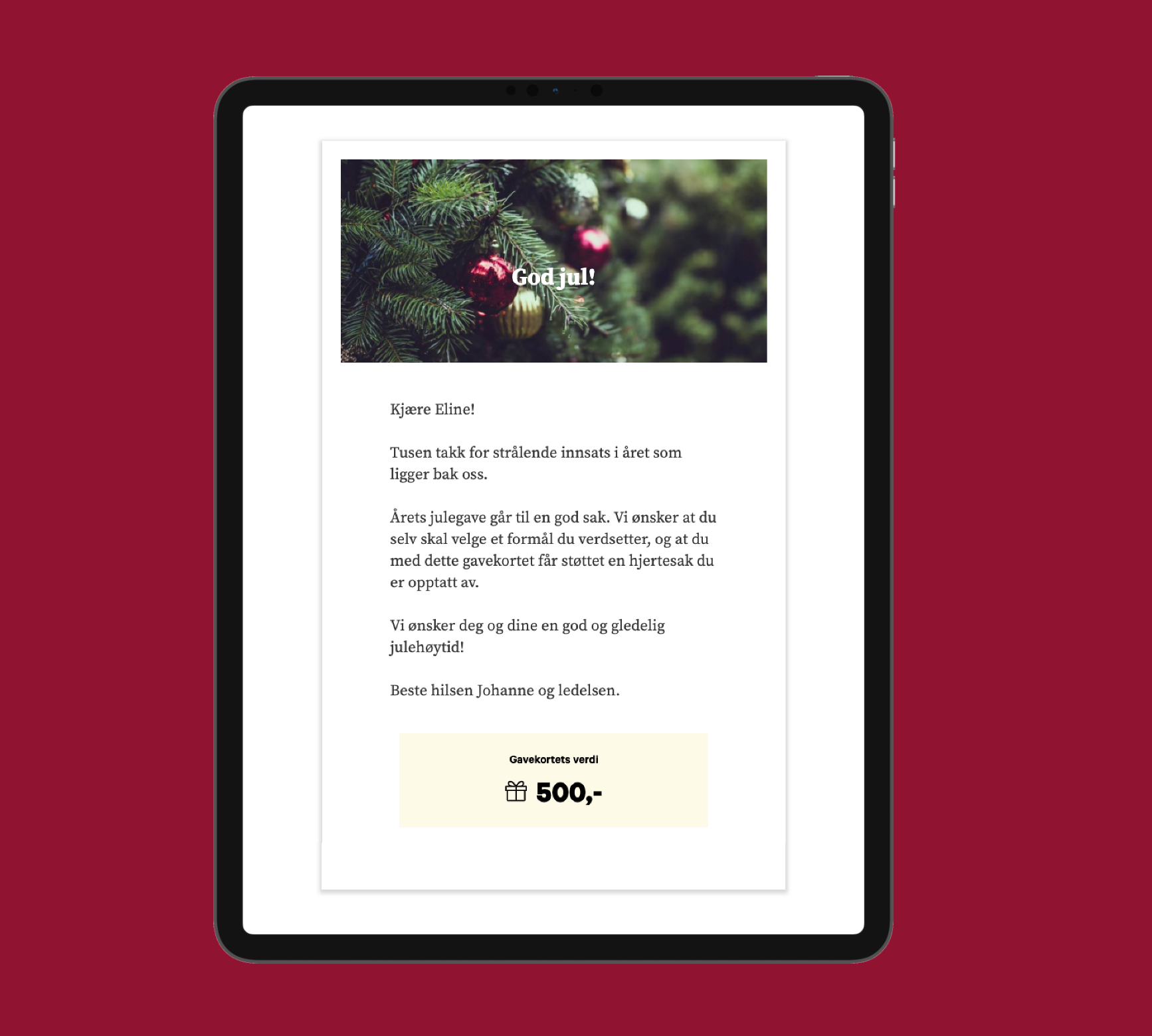 Les mer om gavekortet 