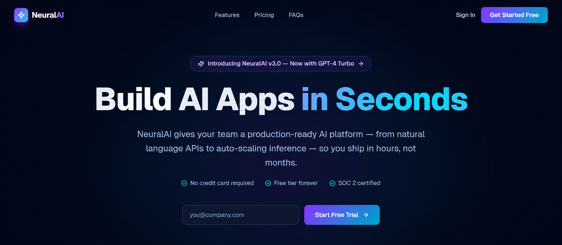 AI Startup SaaS Landing Page preview