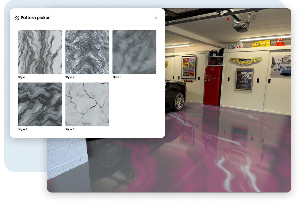 Build metallic pigments in floorwiz