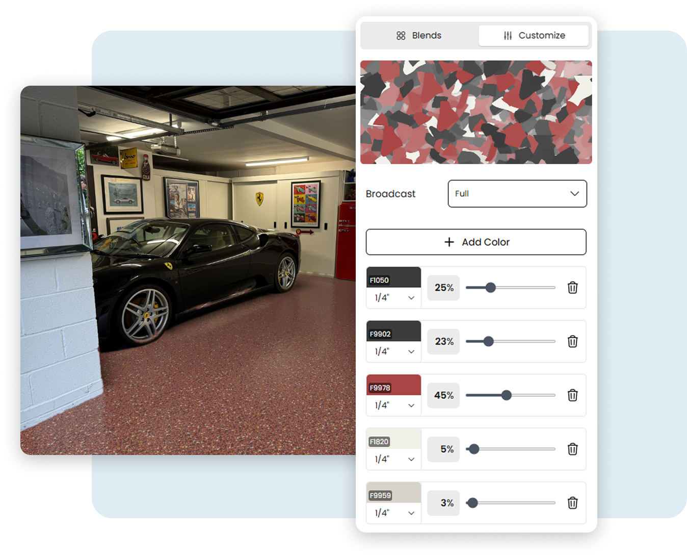 Build custom blends in floorwiz
