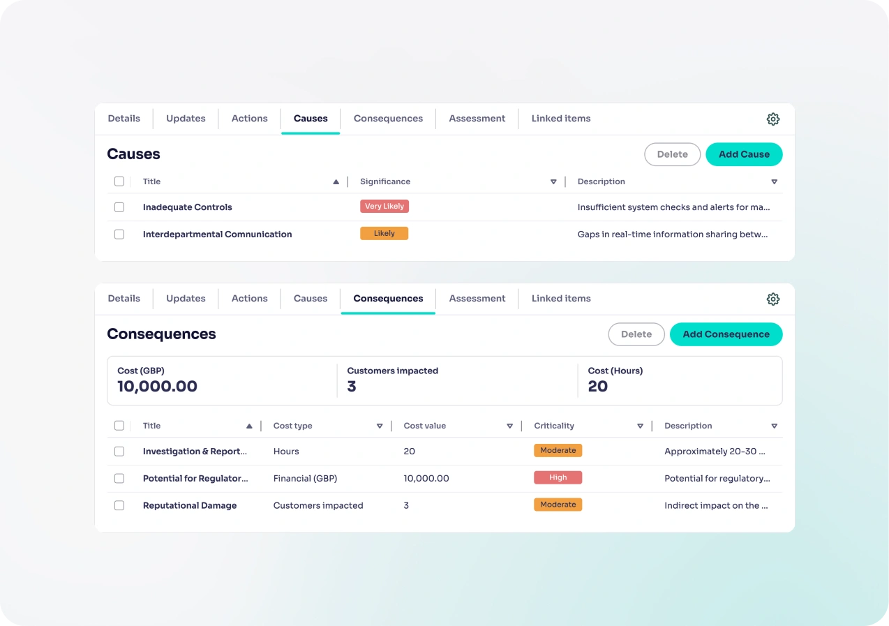 Report on issues and severity