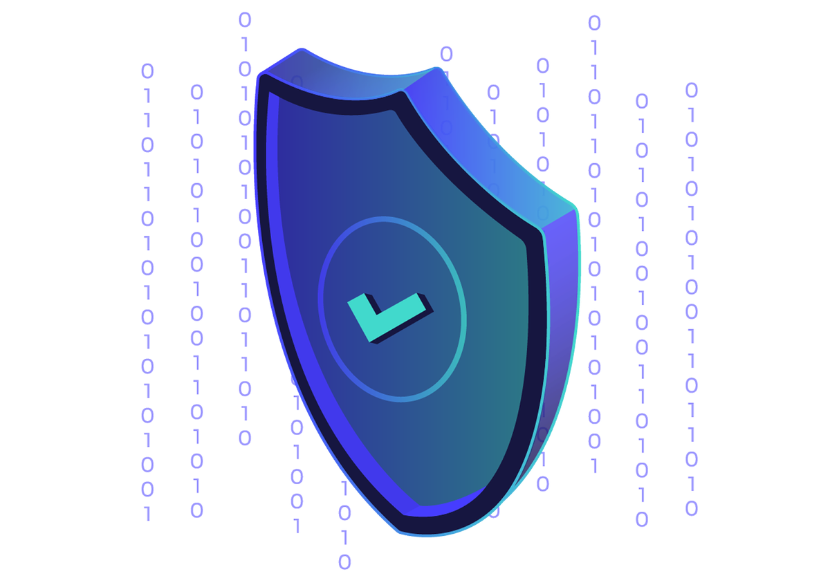 illustration of shield with tick and data 