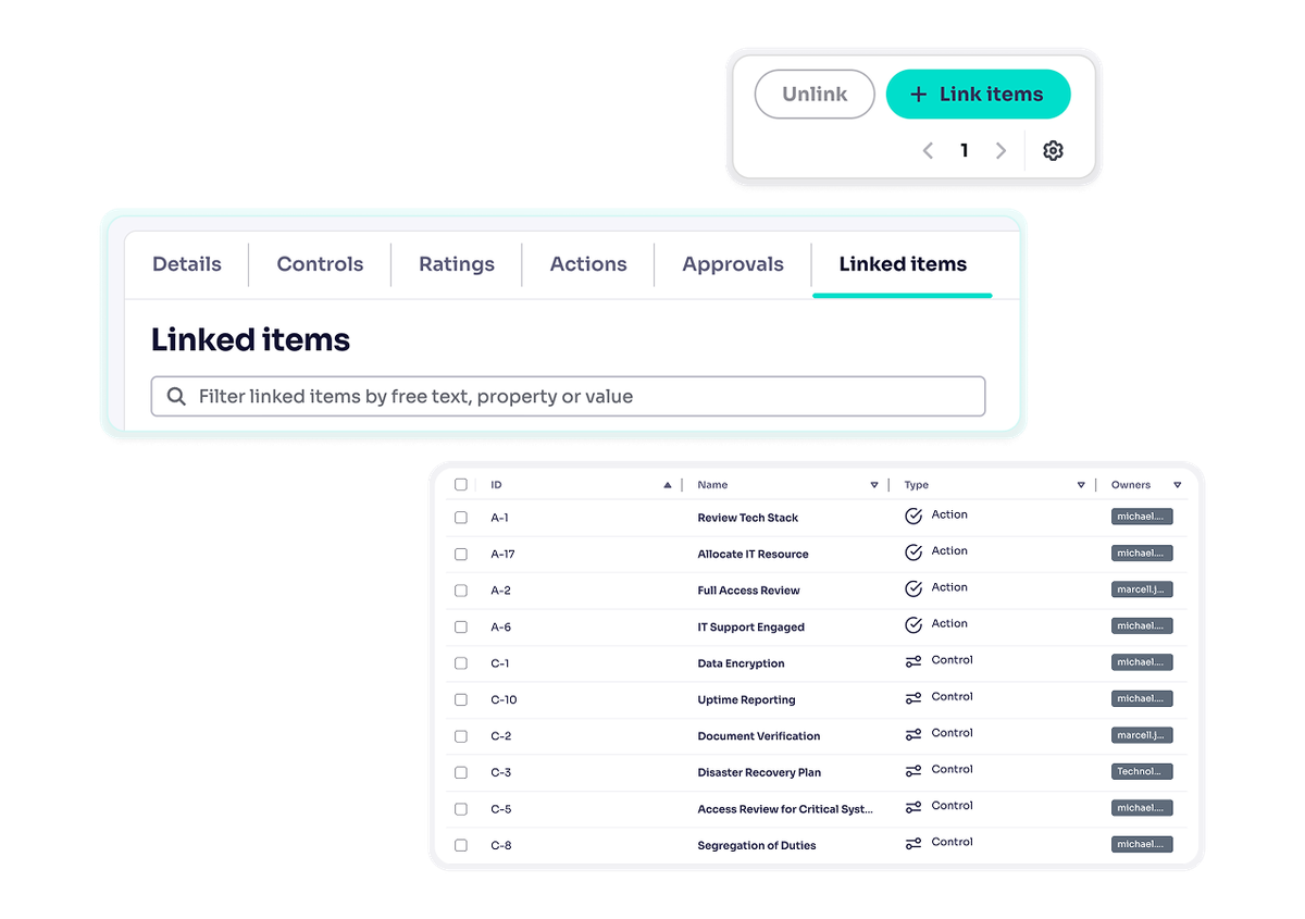 linked items within platform
