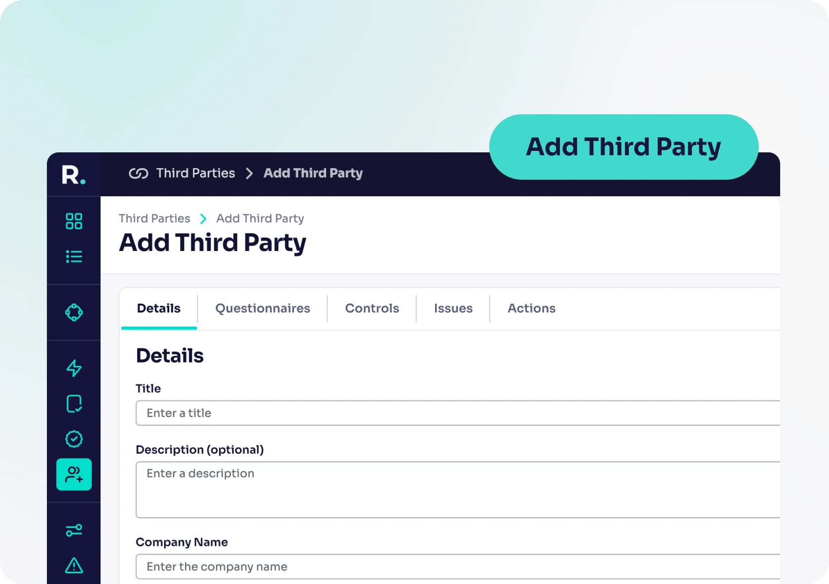Easily set up suppliers and third parties