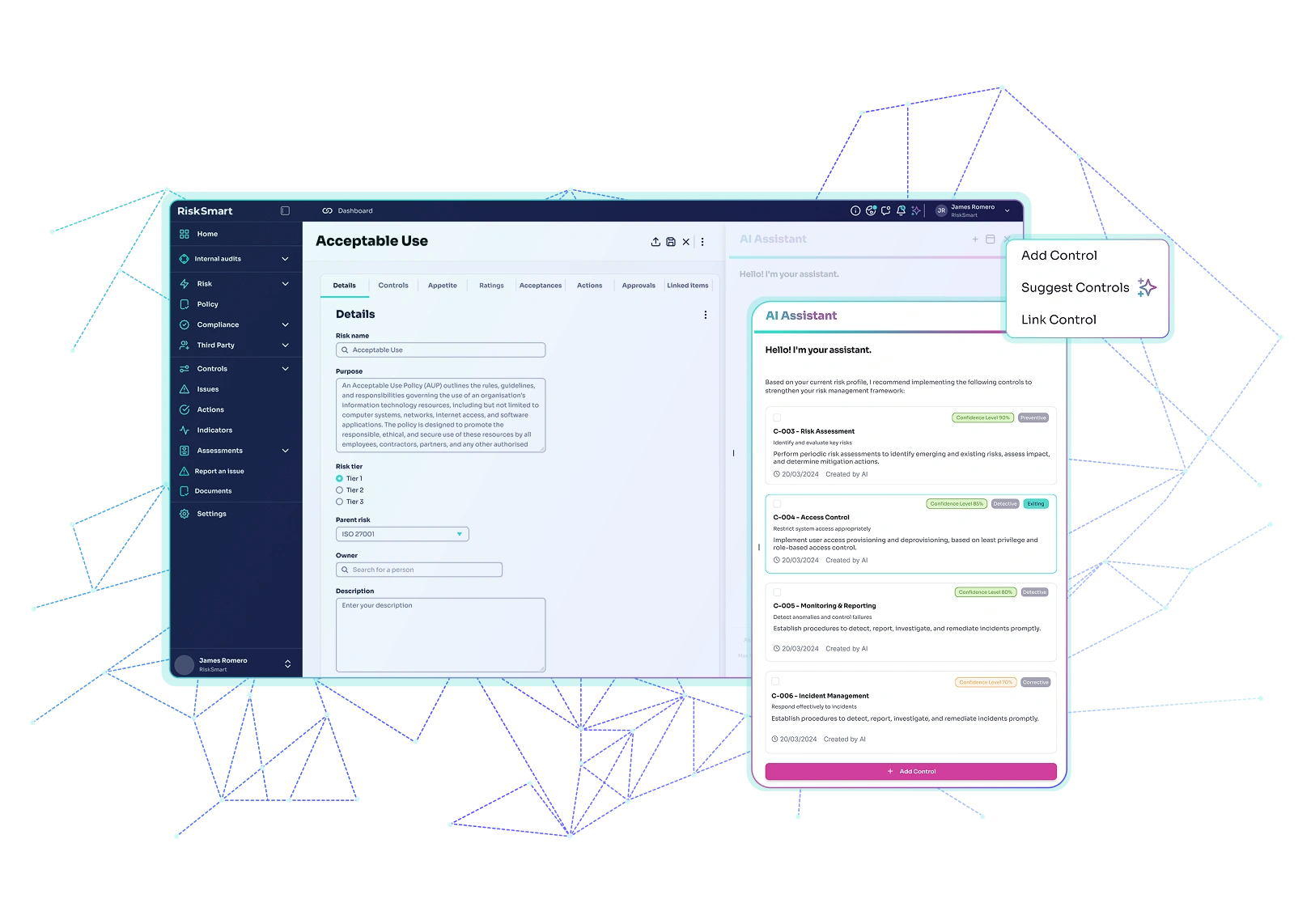 AI chat feature within RiskSmart platform