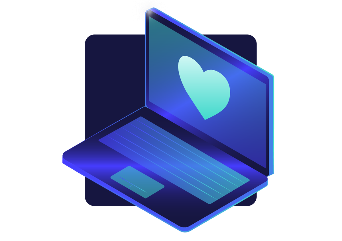 illustration of laptop with heart on the screen