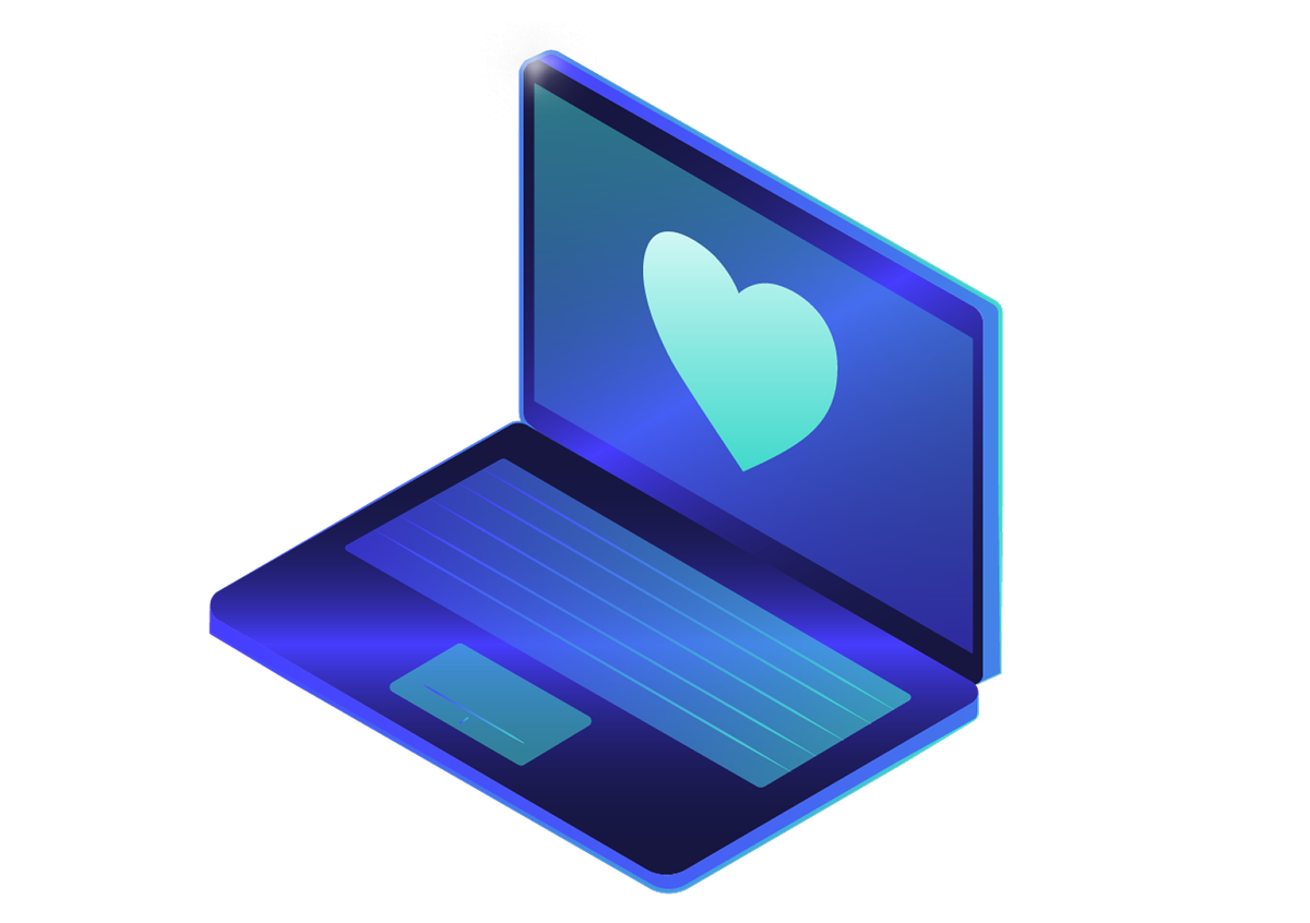 laptop with a heart on the screen