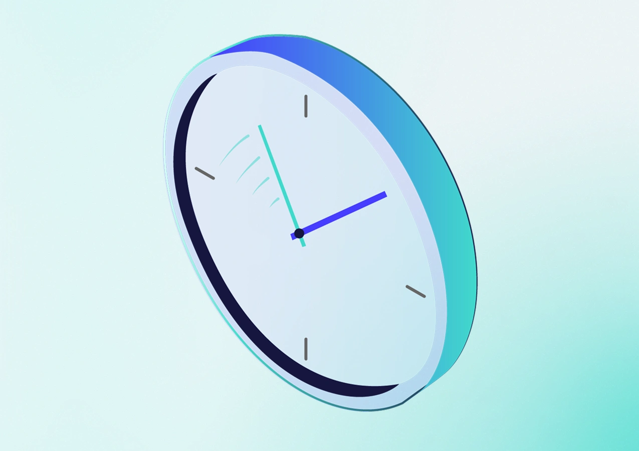 vector graphic showing clock for move at pace company value