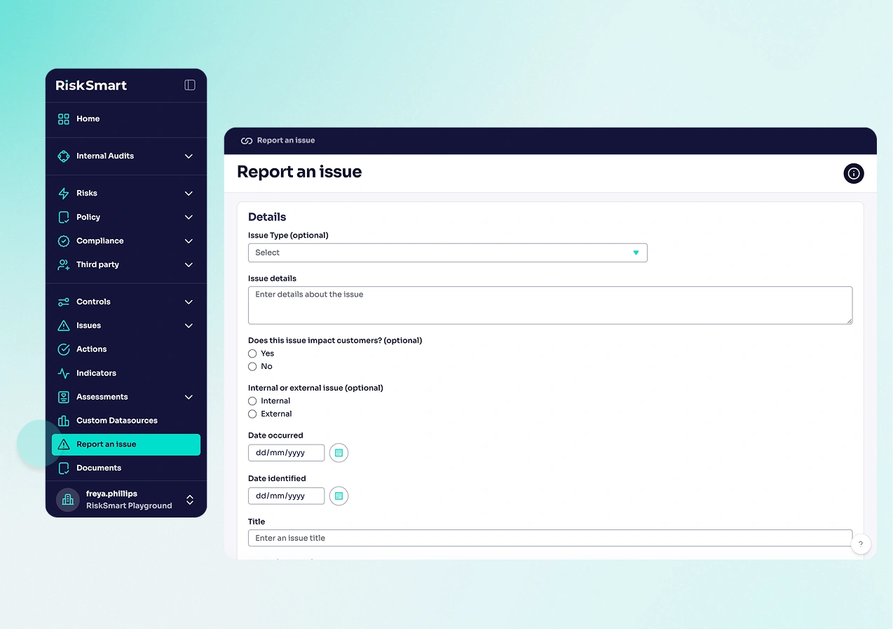 Report an issue feature