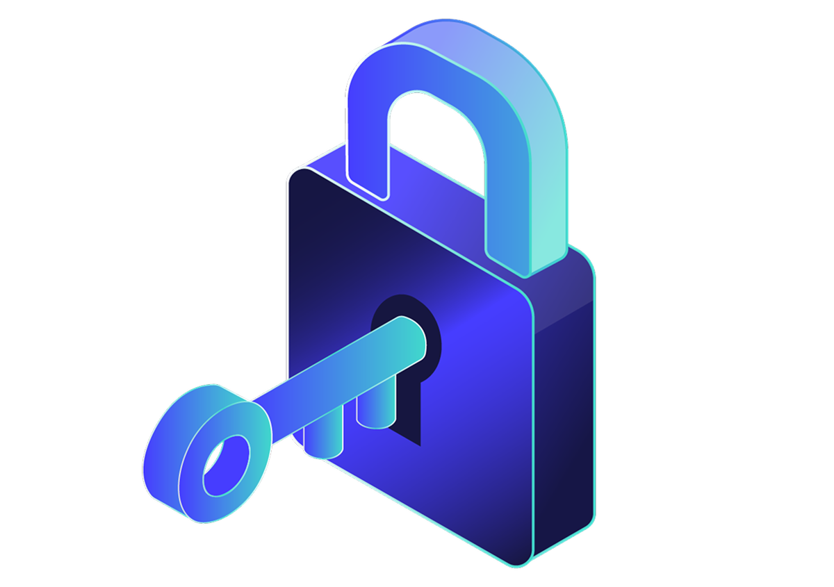 Padlock with a key in it