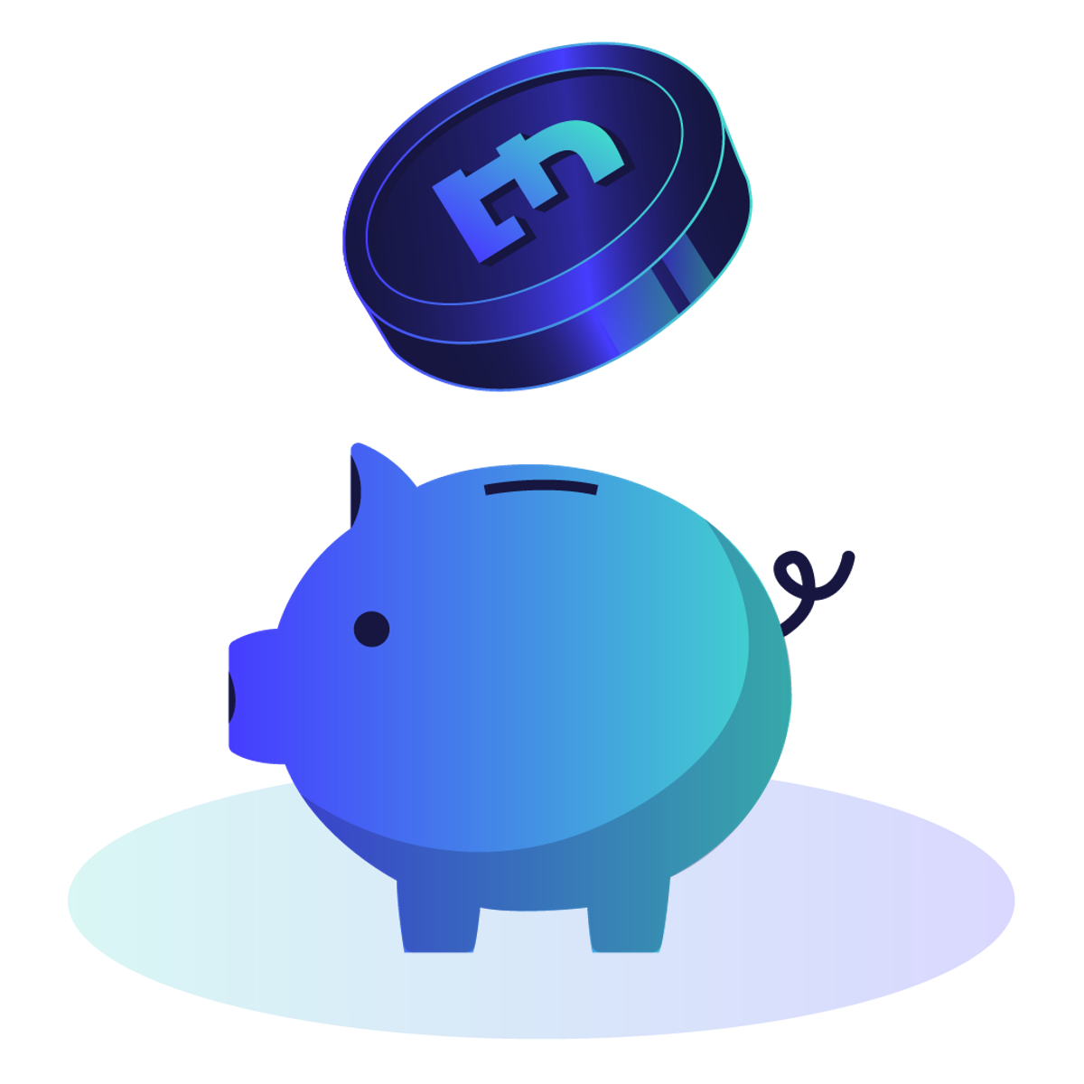 piggybank with a coin