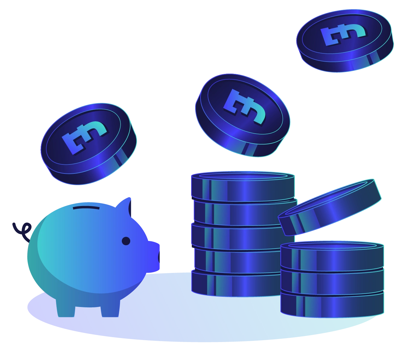 coins and a piggybank