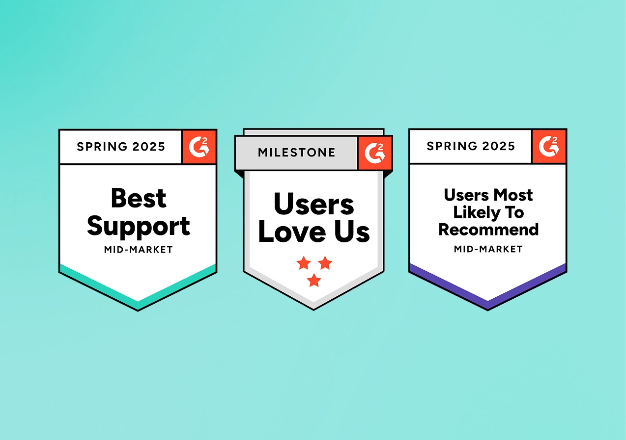 RiskSmart's G2 badges for customer support 