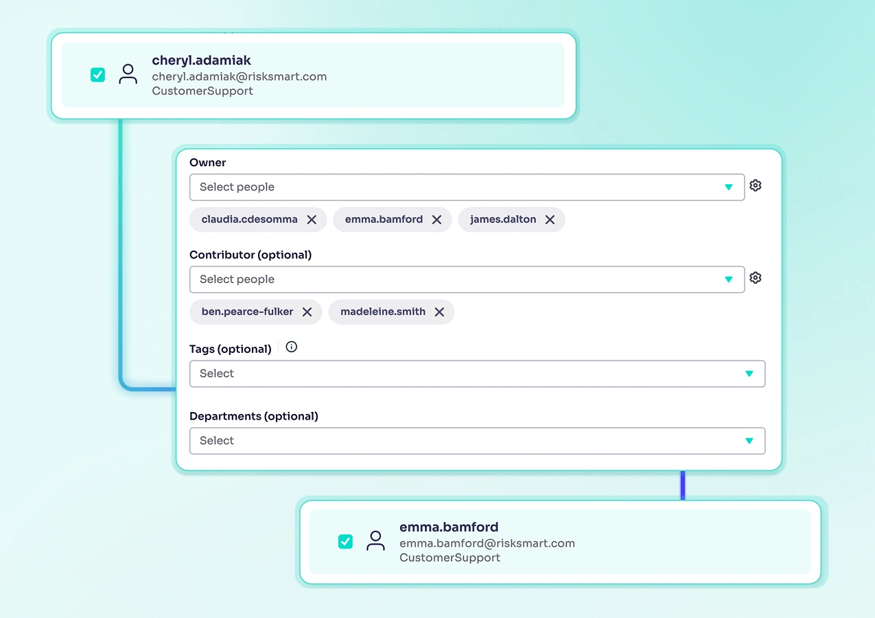 RiskSmart's platform assign owners feature