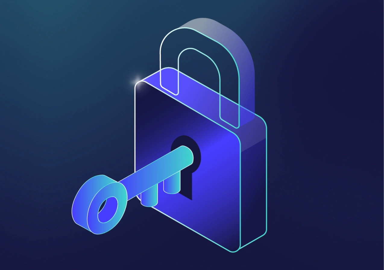 Padlock with a key in it