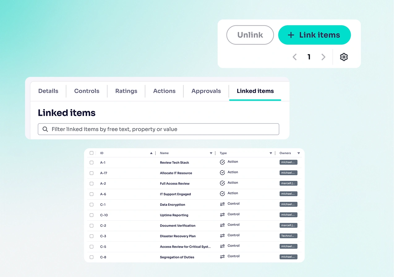 linked item feature of platform
