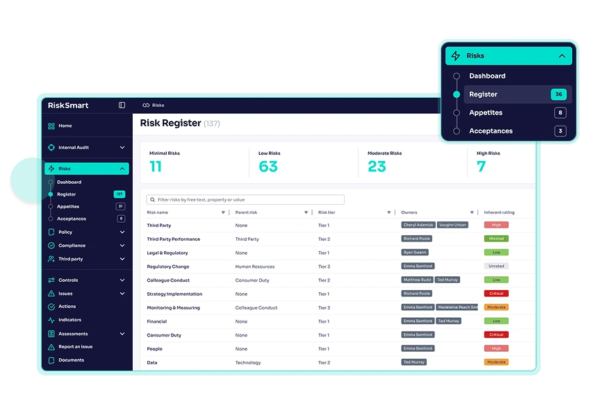 risk register within platform