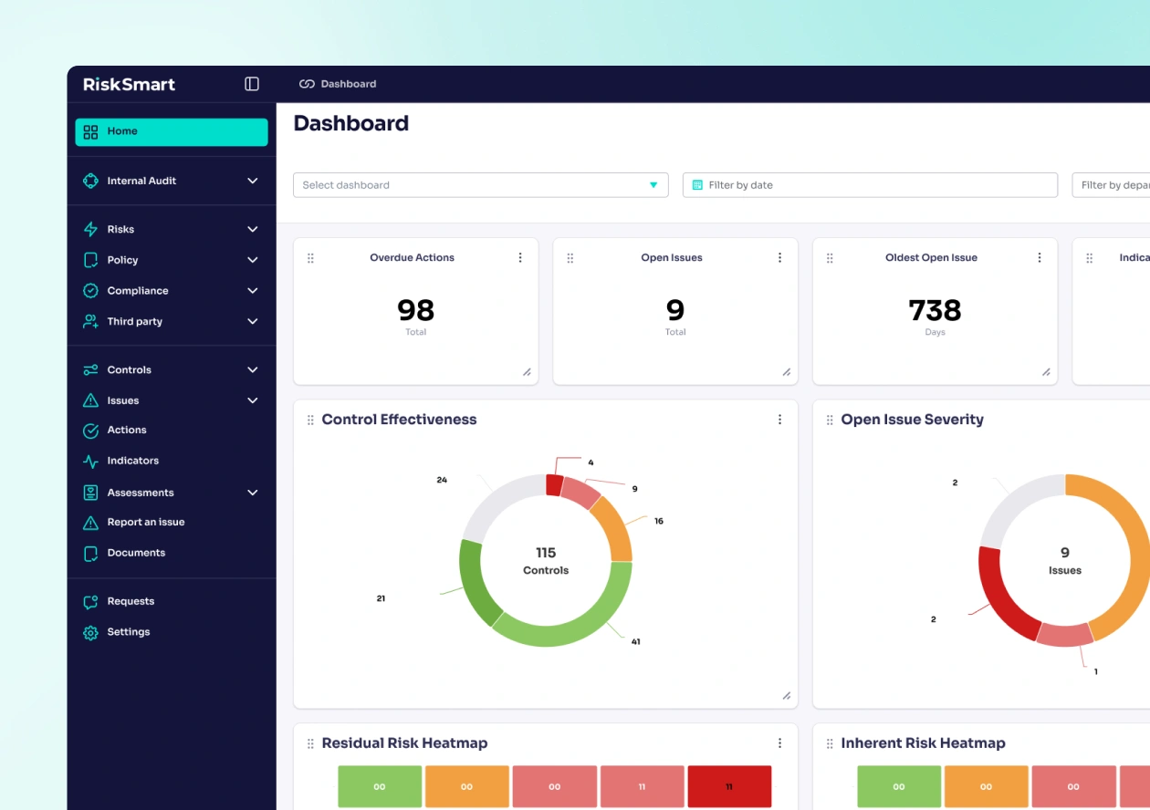 RiskSmart platform dashboard
