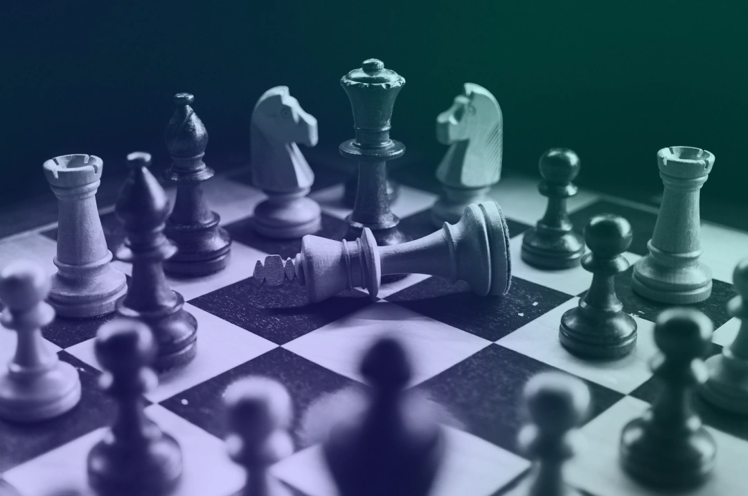 a close up of a chess board