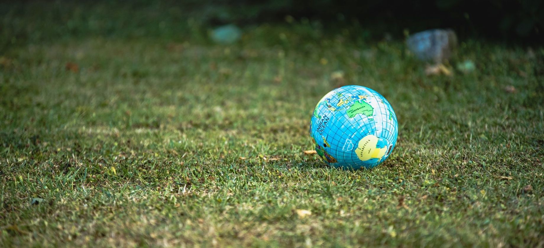 A globe on grass