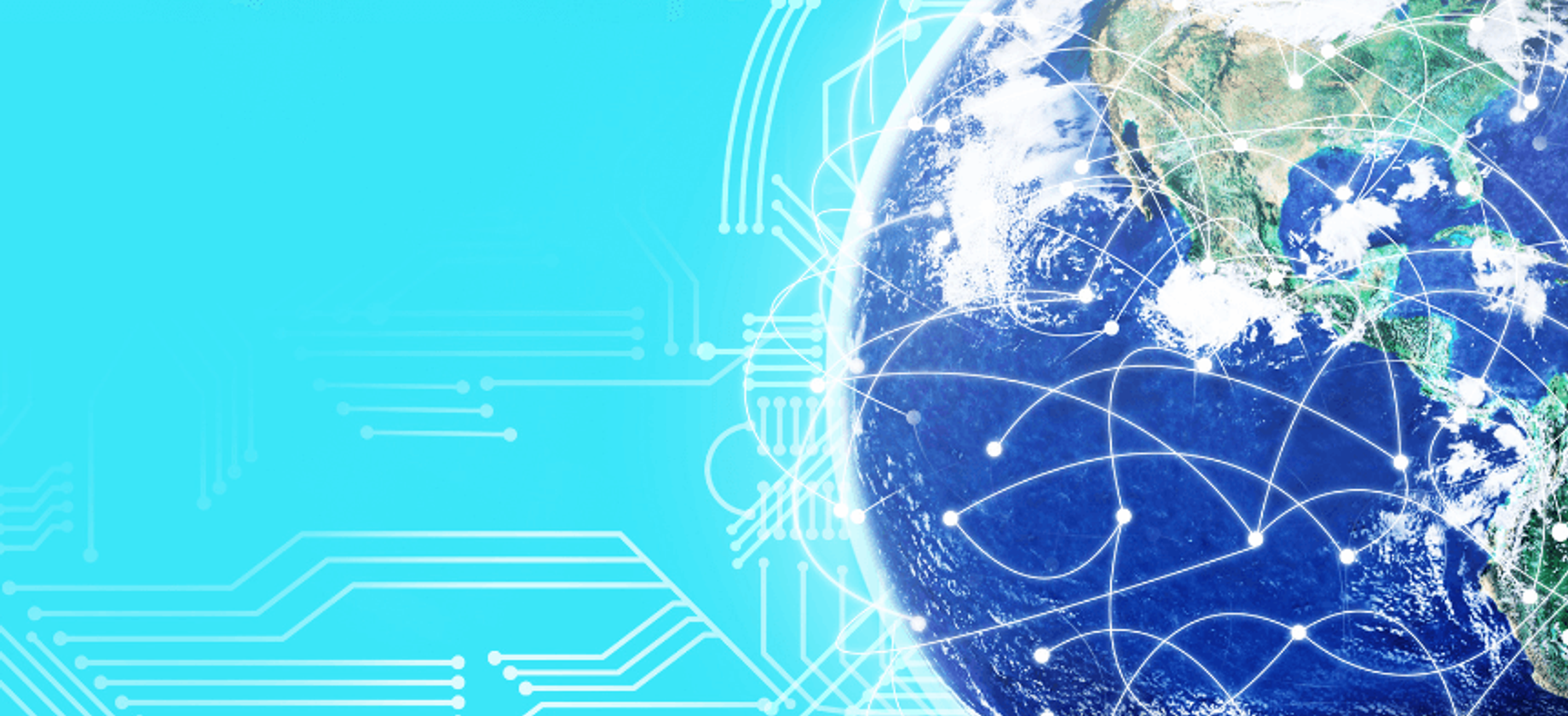 Image of the world surround by technology lines